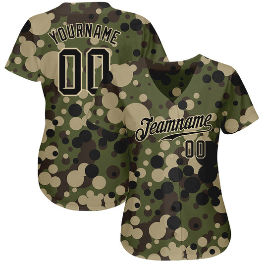 Custom Camo Black-Cream Authentic Salute To Service Baseball Jersey - Sky-Custom