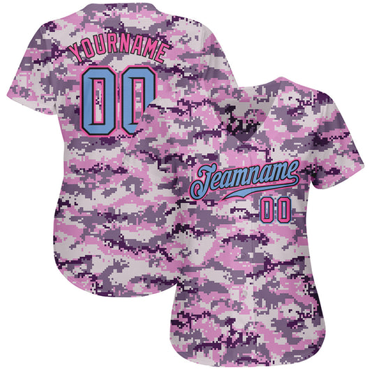 Custom Camo Light Blue-Pink Authentic Salute To Service Baseball Jersey - Sky-Custom