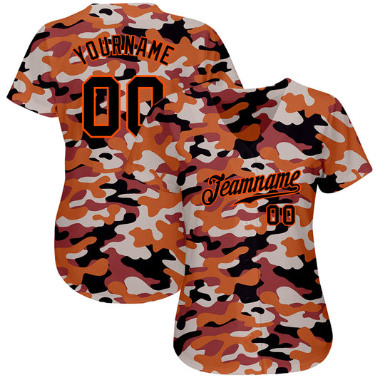 Custom Camo Black-Orange Authentic Salute To Service Baseball Jersey - Sky-Custom