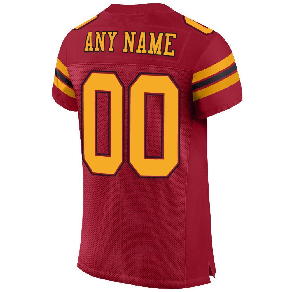 Custom Cardinal Gold-Black Mesh Authentic Football Jersey - Sky-Custom