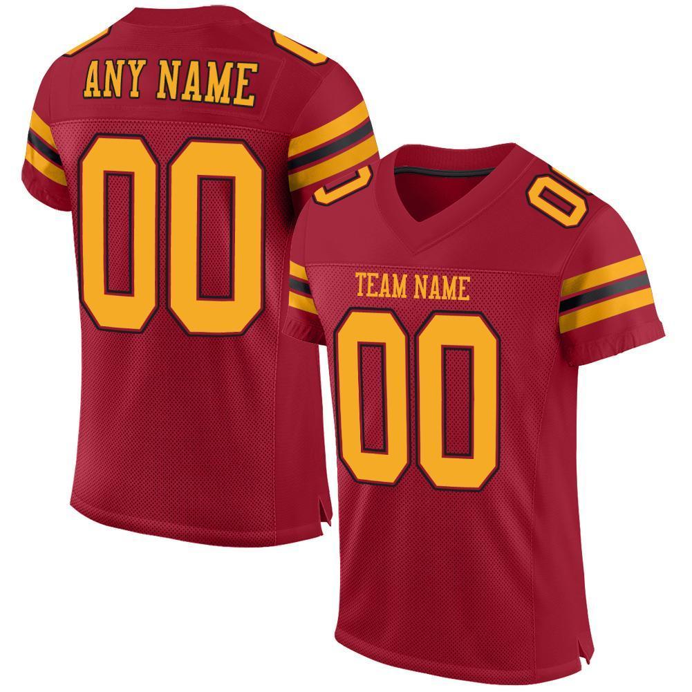 Custom Cardinal Gold-Black Mesh Authentic Football Jersey - Sky-Custom