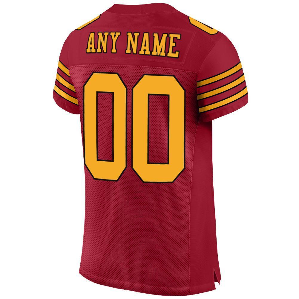 Custom Cardinal Gold-Black Mesh Authentic Football Jersey - Sky-Custom