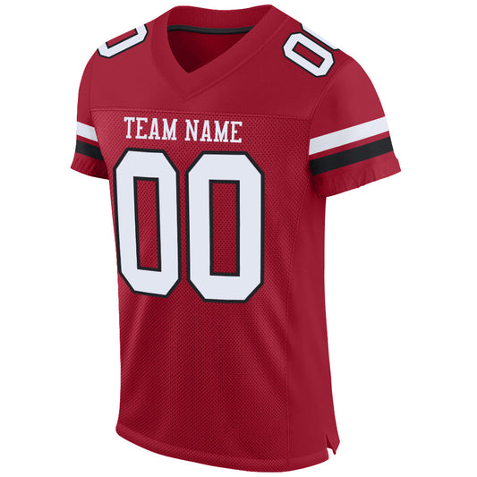Custom Cardinal White-Black Mesh Authentic Football Jersey - Sky-Custom