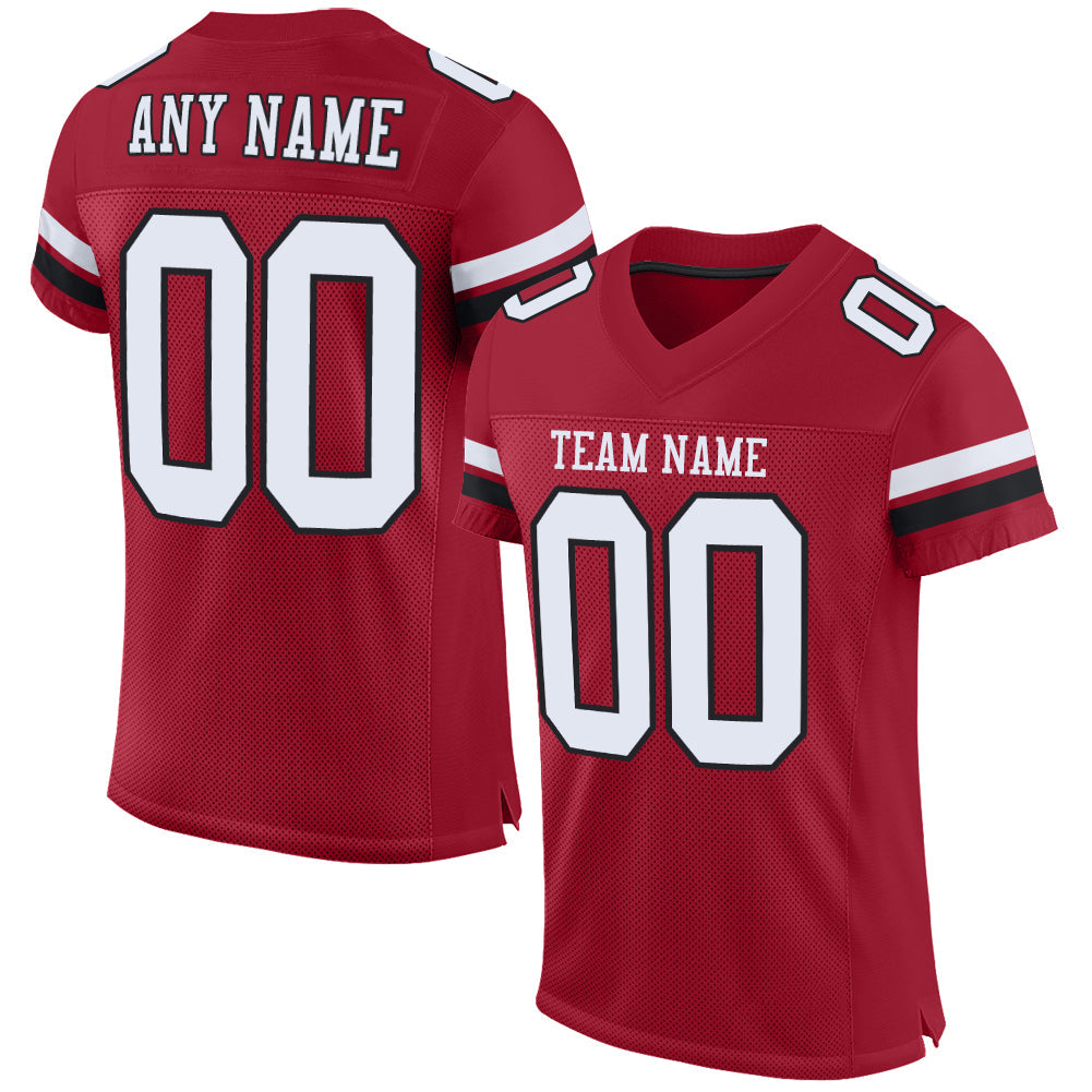 Custom Cardinal White-Black Mesh Authentic Football Jersey - Sky-Custom