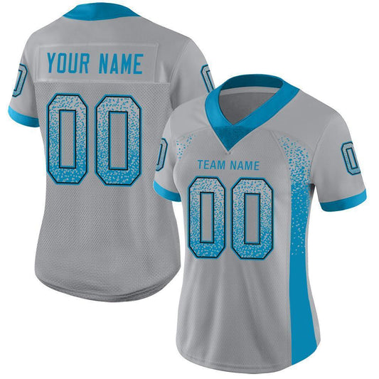 Custom Light Gray Panther Blue-Black Mesh Drift Fashion Football Jersey - Sky-Custom