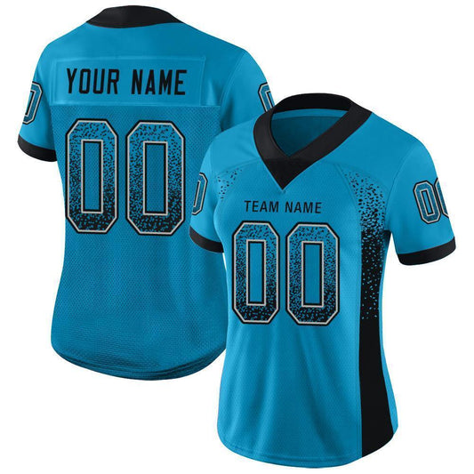 Custom Panther Blue Black-Gray Mesh Drift Fashion Football Jersey - Sky-Custom