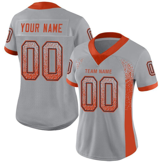 Custom Light Gray Orange-Navy Mesh Drift Fashion Football Jersey - Sky-Custom