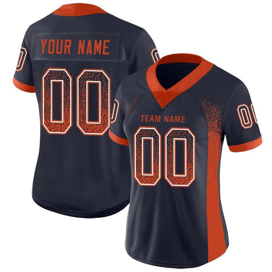 Custom Navy Orange-White Mesh Drift Fashion Football Jersey - Sky-Custom