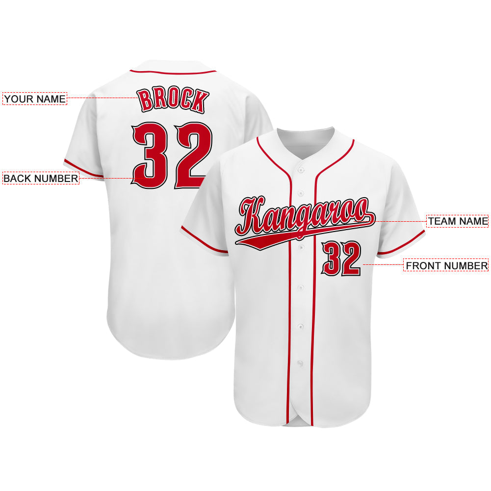 Custom White Red-Black Baseball Jersey - Sky-Custom