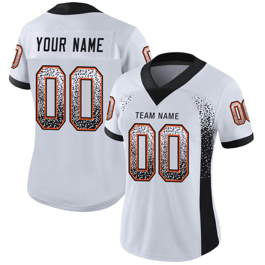 Custom White Black-Orange Mesh Drift Fashion Football Jersey - Sky-Custom