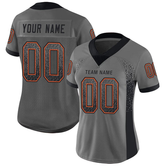 Custom Gray Black-Orange Mesh Drift Fashion Football Jersey - Sky-Custom
