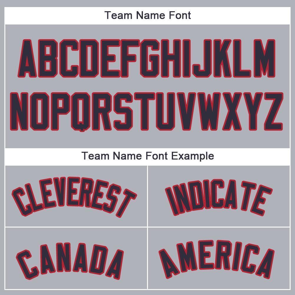 Custom Gray Navy-Red Baseball Jersey - Sky-Custom