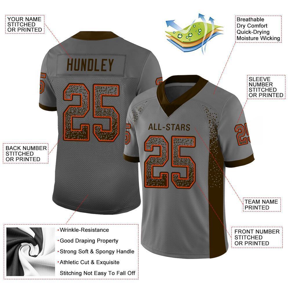 Custom Gray Brown-Orange Mesh Drift Fashion Football Jersey - Sky-Custom