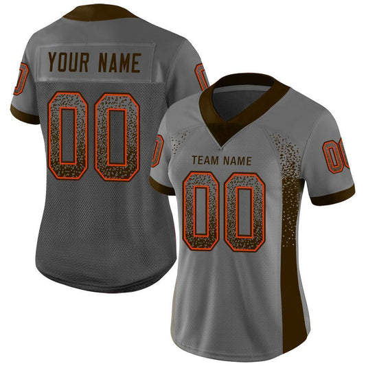 Custom Gray Brown-Orange Mesh Drift Fashion Football Jersey - Sky-Custom