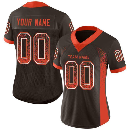 Custom Brown Orange-White Mesh Drift Fashion Football Jersey - Sky-Custom