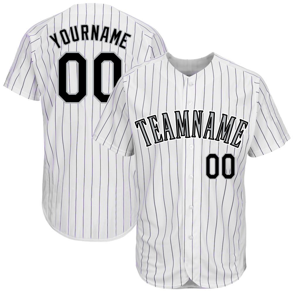 Custom White Purple Pinstripe Black-Gray Baseball Jersey - Sky-Custom