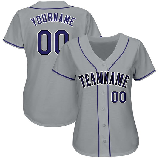 Custom Gray Purple-Black Baseball Jersey - Sky-Custom