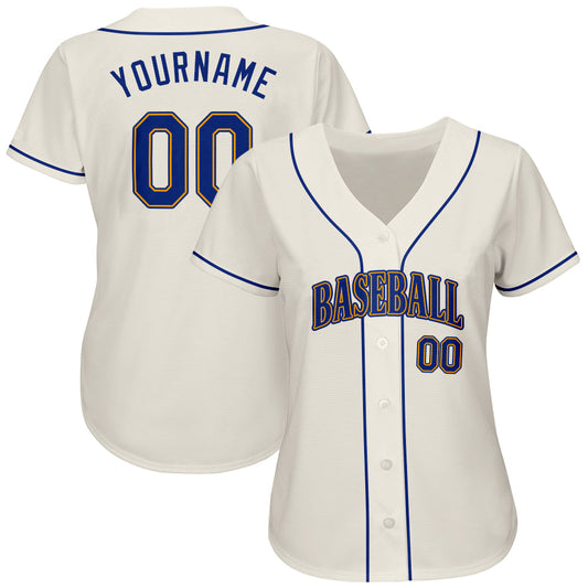 Custom Cream Royal-Gold Authentic Baseball Jersey - Sky-Custom
