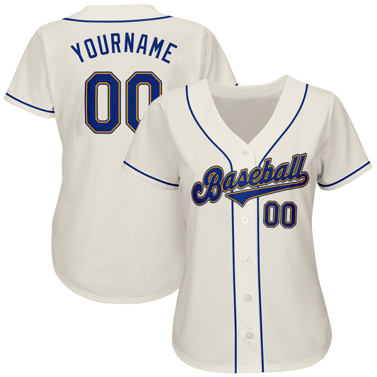 Custom Cream Royal-Gold Authentic Baseball Jersey - Sky-Custom