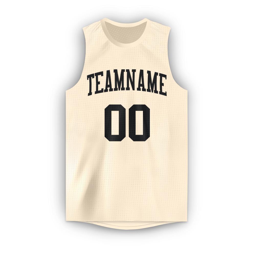 Custom Cream Black Round Neck Basketball Jersey - Sky-Custom