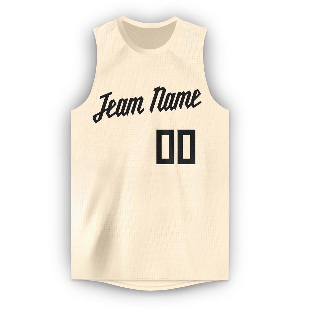 Custom Cream Black Round Neck Basketball Jersey - Sky-Custom