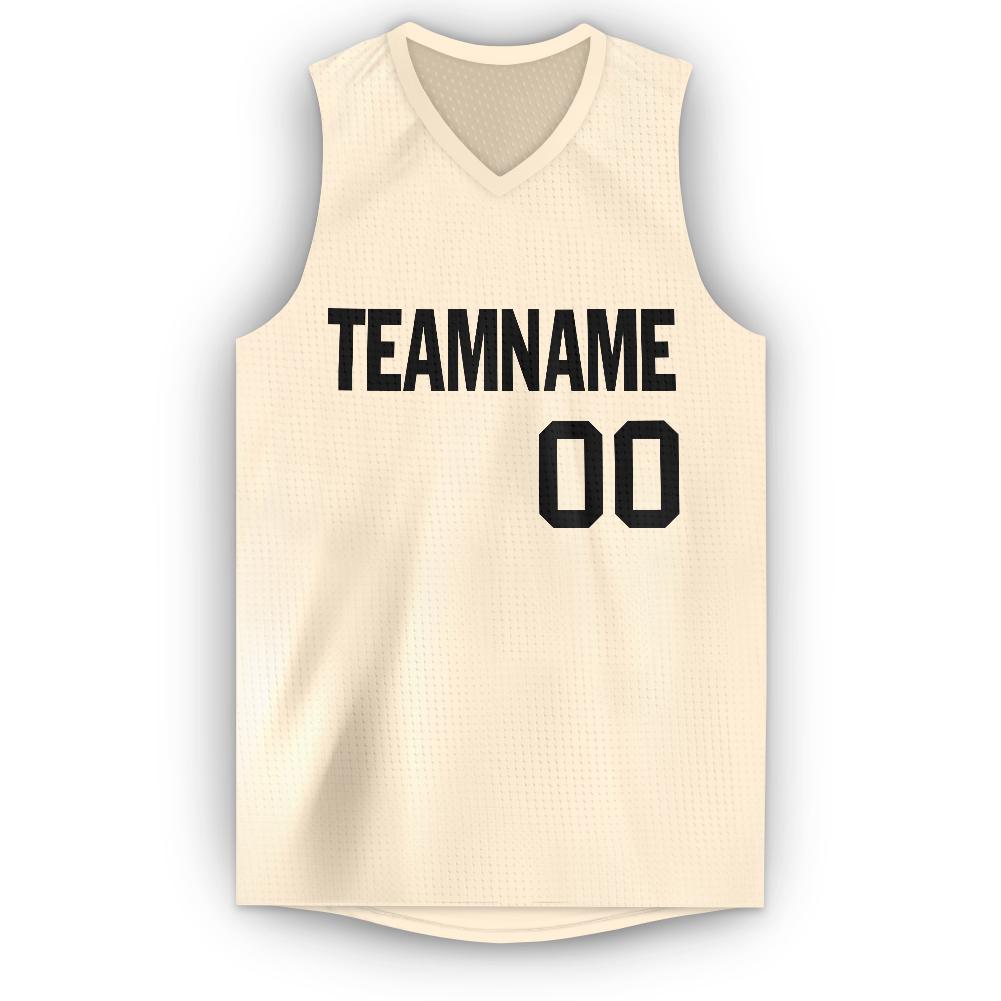 Custom Cream Black V-Neck Basketball Jersey - Sky-Custom
