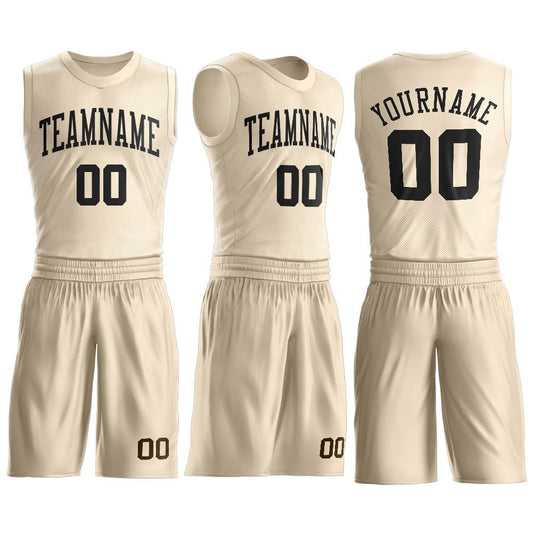 Custom Cream Black Round Neck Suit Basketball Jersey - Sky-Custom