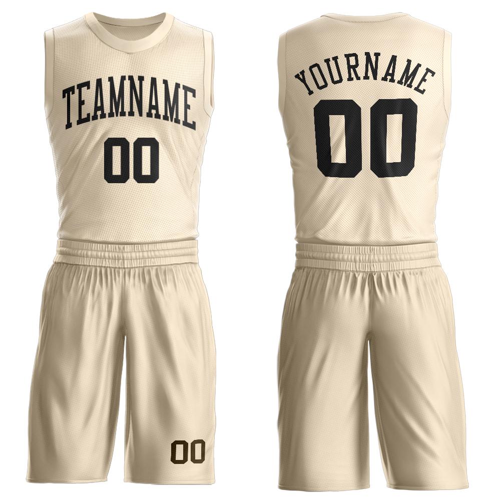 Custom Cream Black Round Neck Suit Basketball Jersey - Sky-Custom