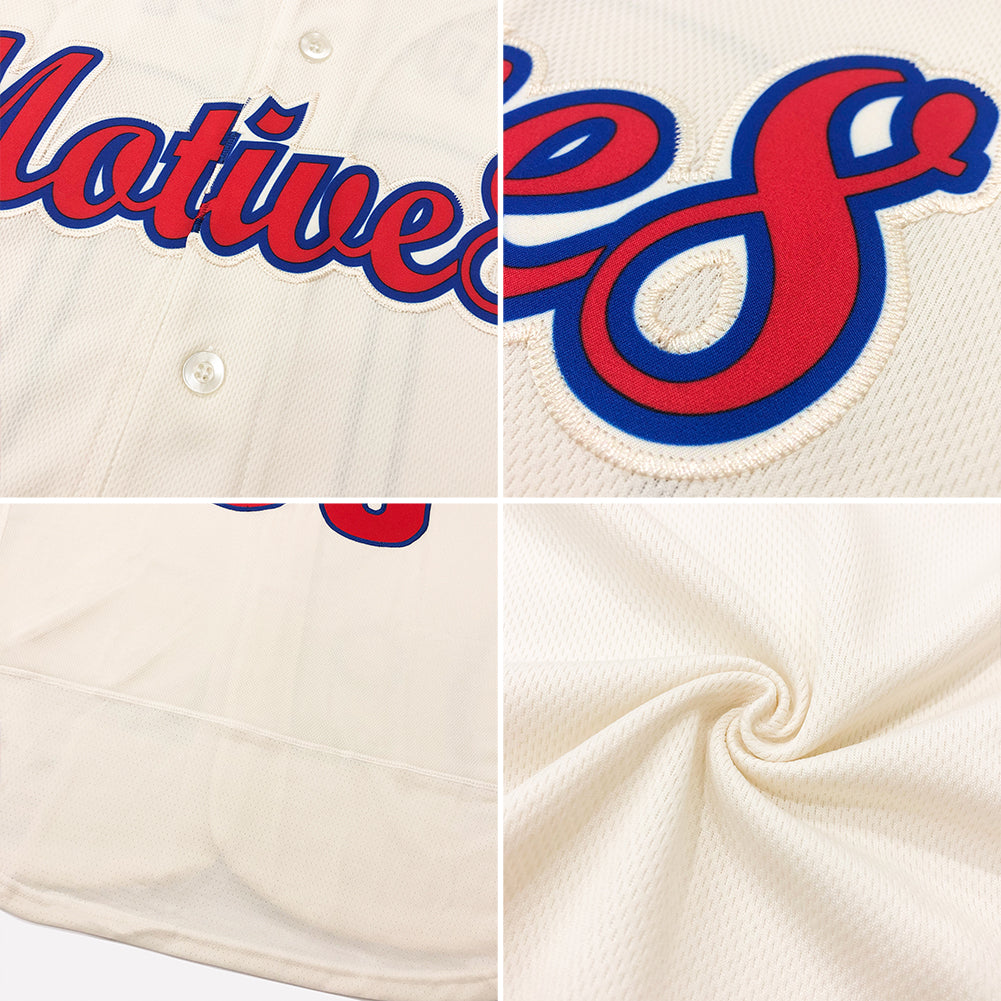 Custom Cream Red-Navy Authentic Baseball Jersey - Sky-Custom