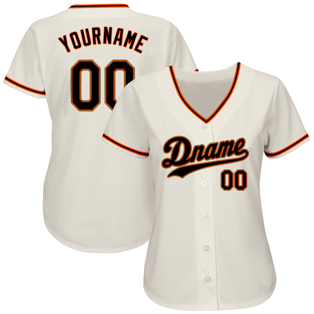 Custom Cream Black Orange-Old Gold Authentic Baseball Jersey - Sky-Custom