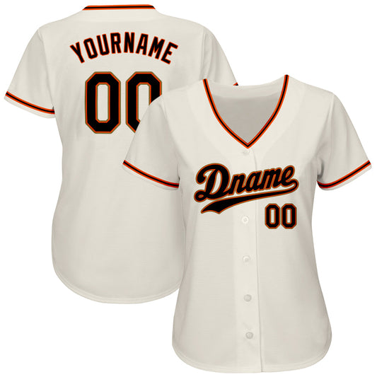 Custom Cream Black Orange-Old Gold Authentic Baseball Jersey - Sky-Custom
