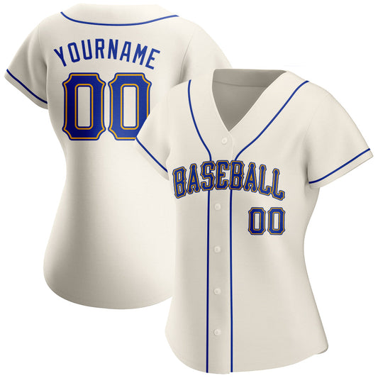 Custom Cream Royal-Gold Authentic Baseball Jersey - Sky-Custom