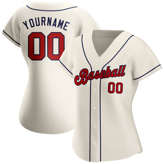 Custom Cream Red-Navy Authentic Baseball Jersey - Sky-Custom