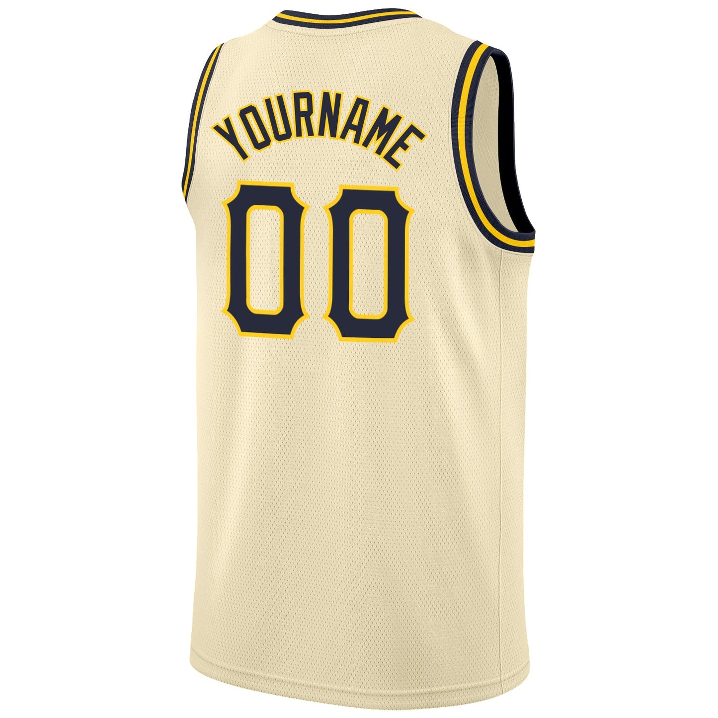 Custom Cream Navy-Gold Round Neck Rib-Knit Basketball Jersey - Sky-Custom