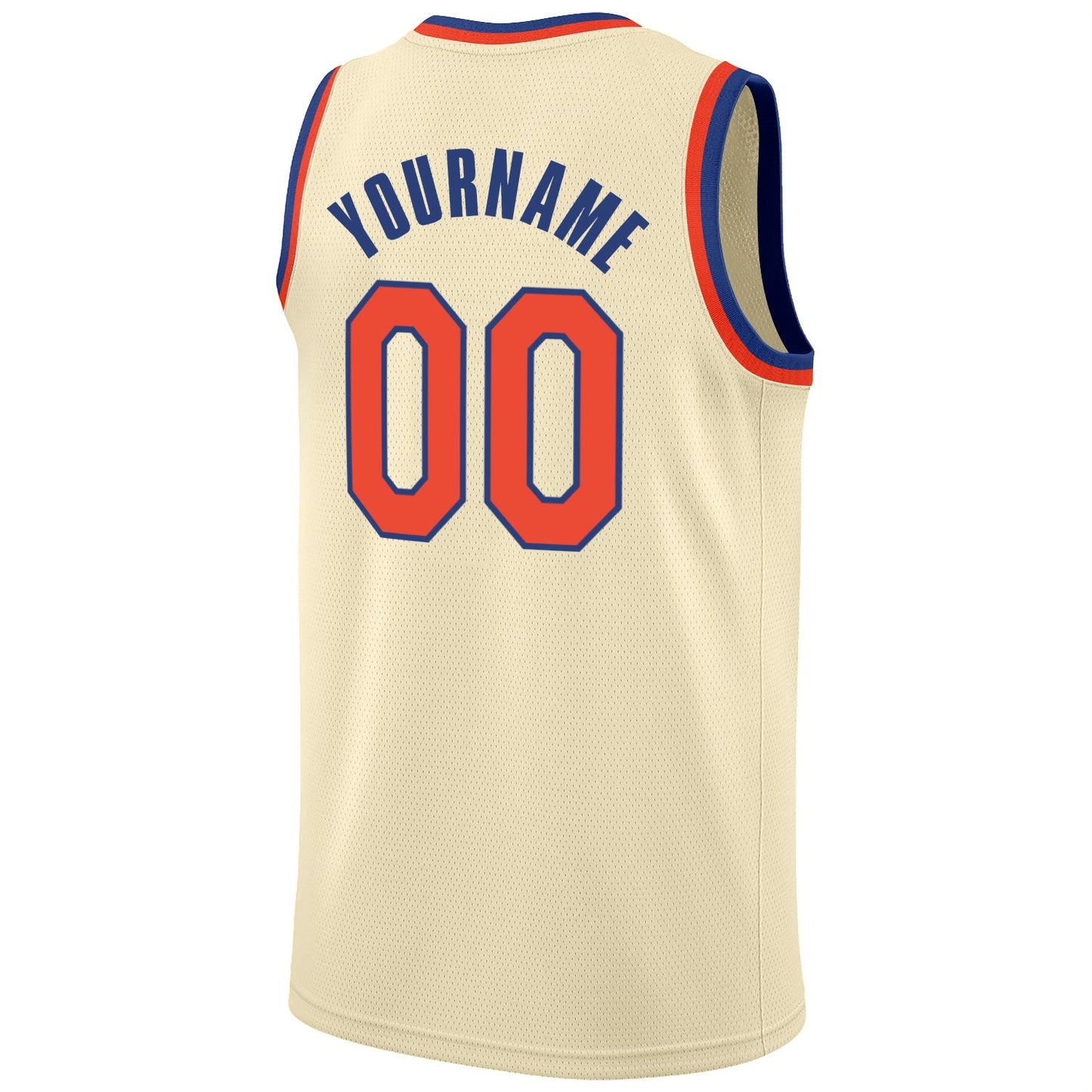 Custom Cream Orange-Royal Round Neck Rib-Knit Basketball Jersey - Sky-Custom