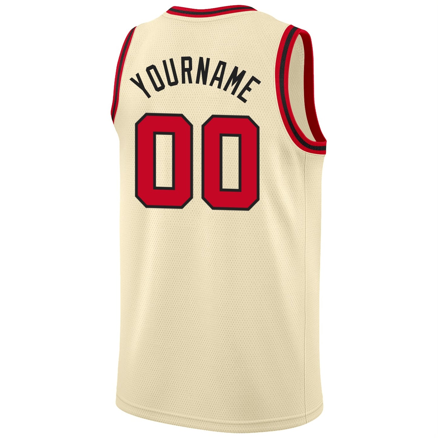 Custom Cream Red-Black Round Neck Rib-Knit Basketball Jersey - Sky-Custom