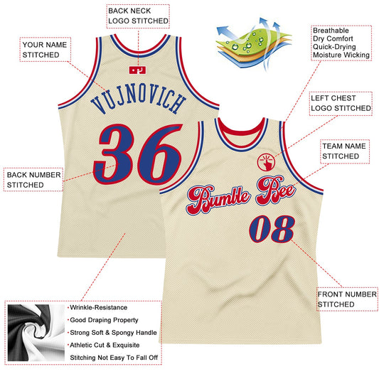 Custom Cream Royal-Red Authentic Throwback Basketball Jersey - Sky-Custom