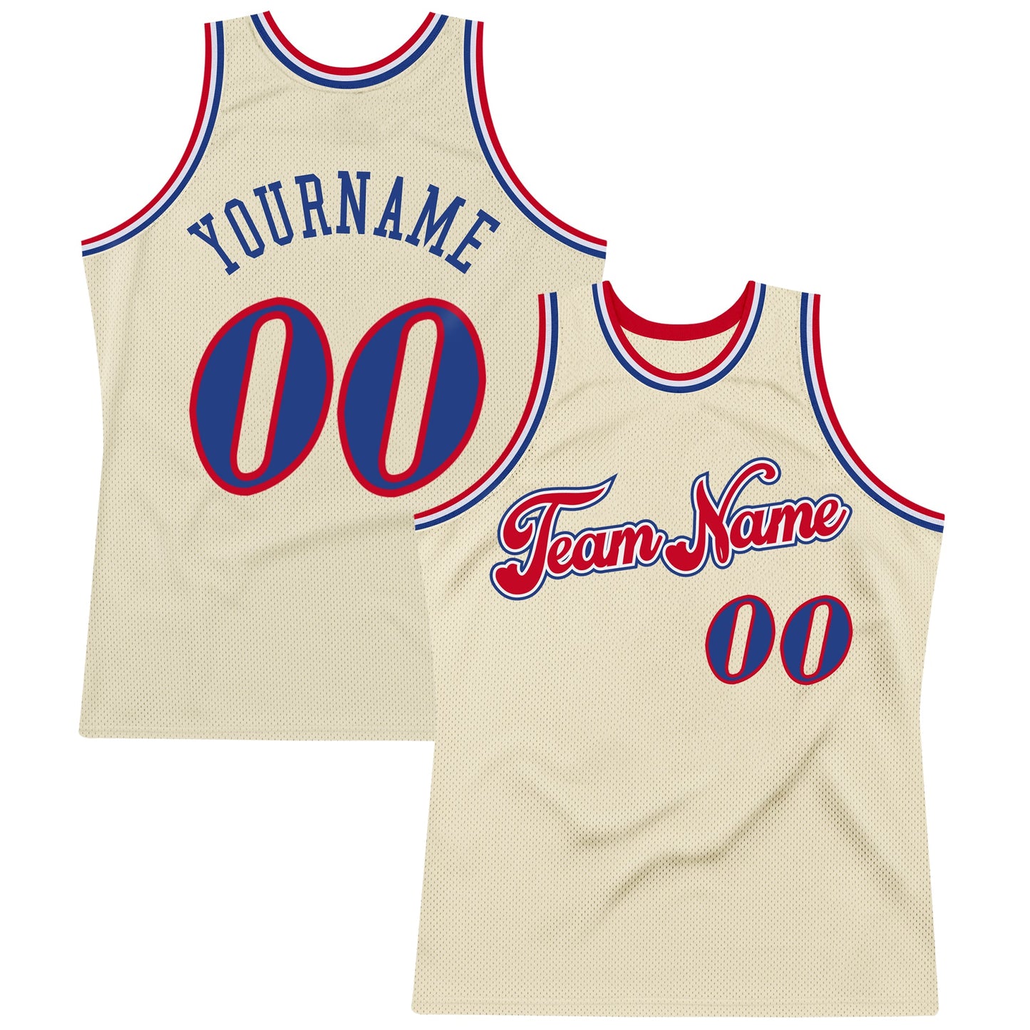 Custom Cream Royal-Red Authentic Throwback Basketball Jersey - Sky-Custom
