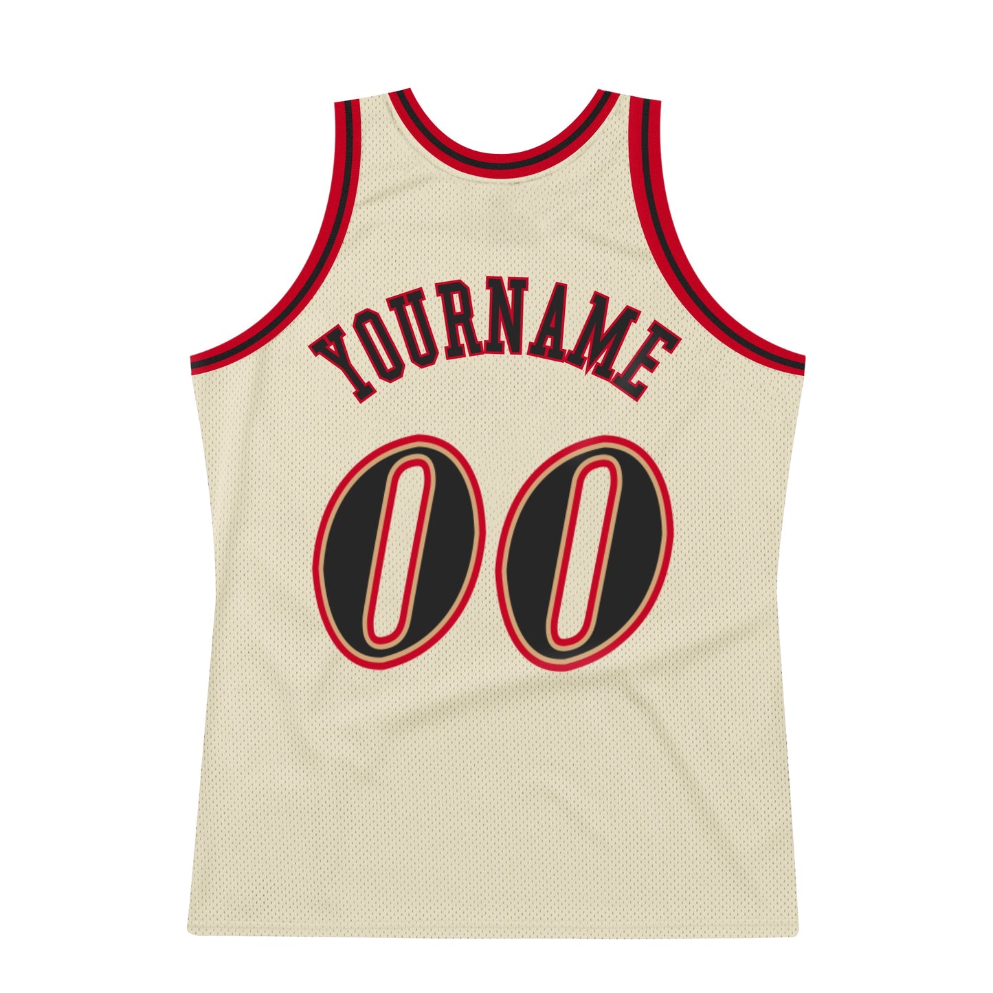 Custom Cream Black-Red Authentic Throwback Basketball Jersey - Sky-Custom