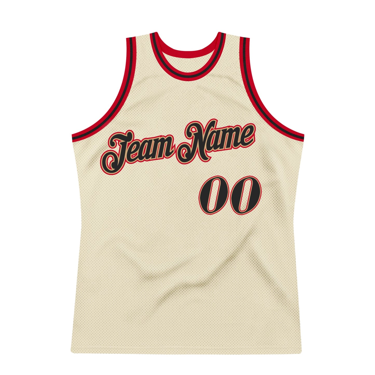 Custom Cream Black-Red Authentic Throwback Basketball Jersey - Sky-Custom