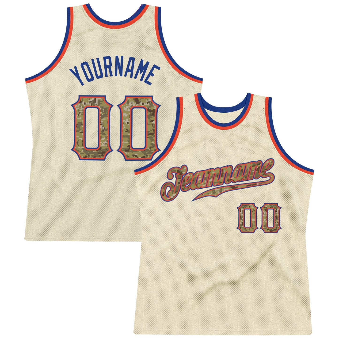 Custom Cream Camo-Royal Authentic Throwback Basketball Jersey - Sky-Custom