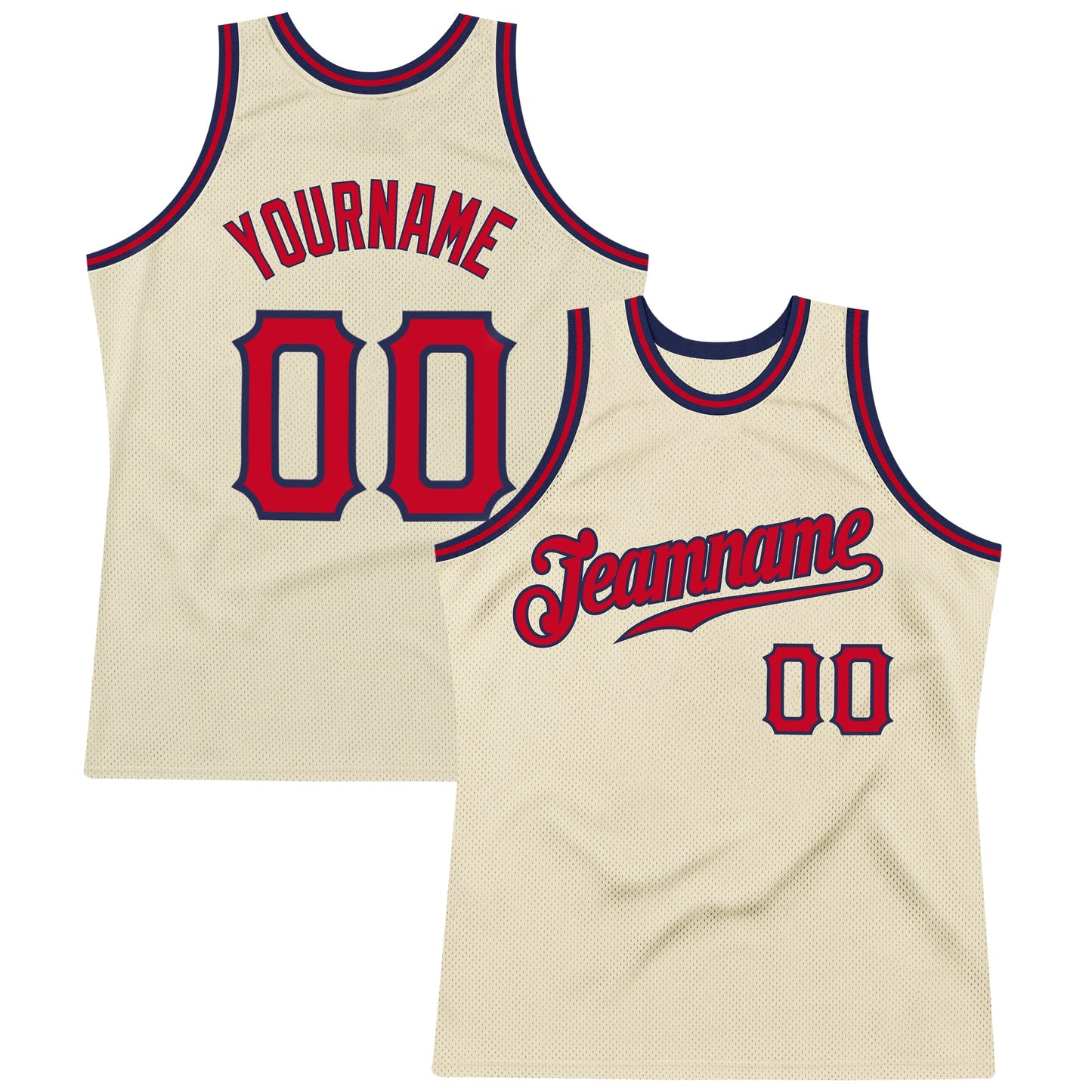 Custom Cream Red-Navy Authentic Throwback Basketball Jersey - Sky-Custom