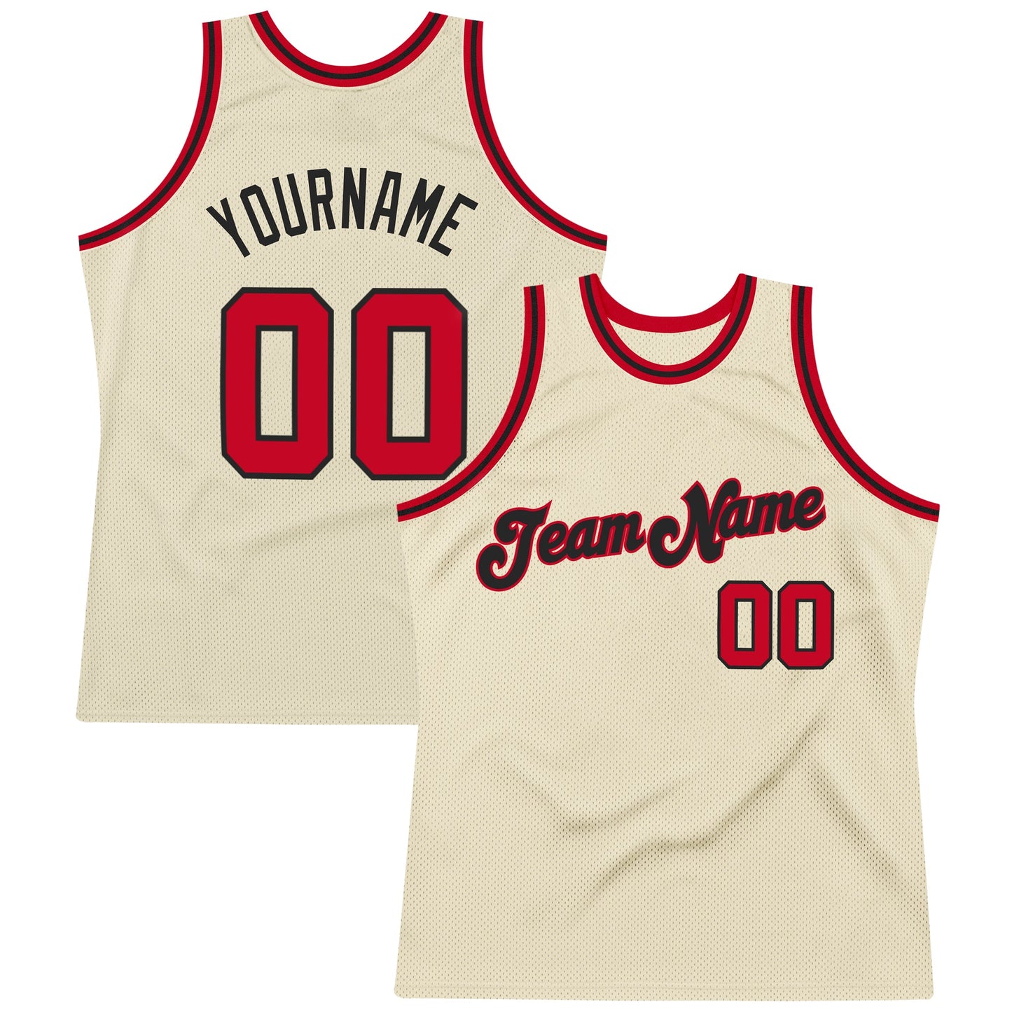 Custom Cream Red-Black Authentic Throwback Basketball Jersey - Sky-Custom