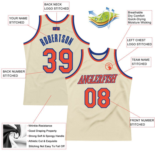 Custom Cream Orange-Royal Authentic Throwback Basketball Jersey - Sky-Custom