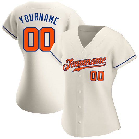 Custom Cream Orange-Royal Authentic Baseball Jersey - Sky-Custom