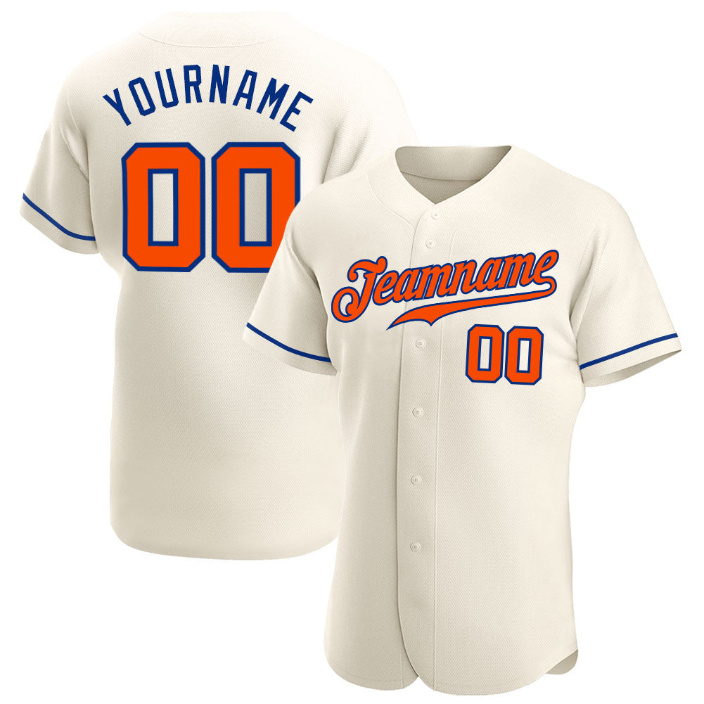 Custom Cream Orange-Royal Authentic Baseball Jersey - Sky-Custom