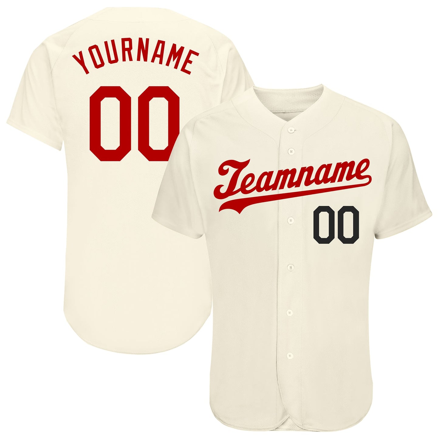 Custom Cream Red-Black Authentic Baseball Jersey - Sky-Custom