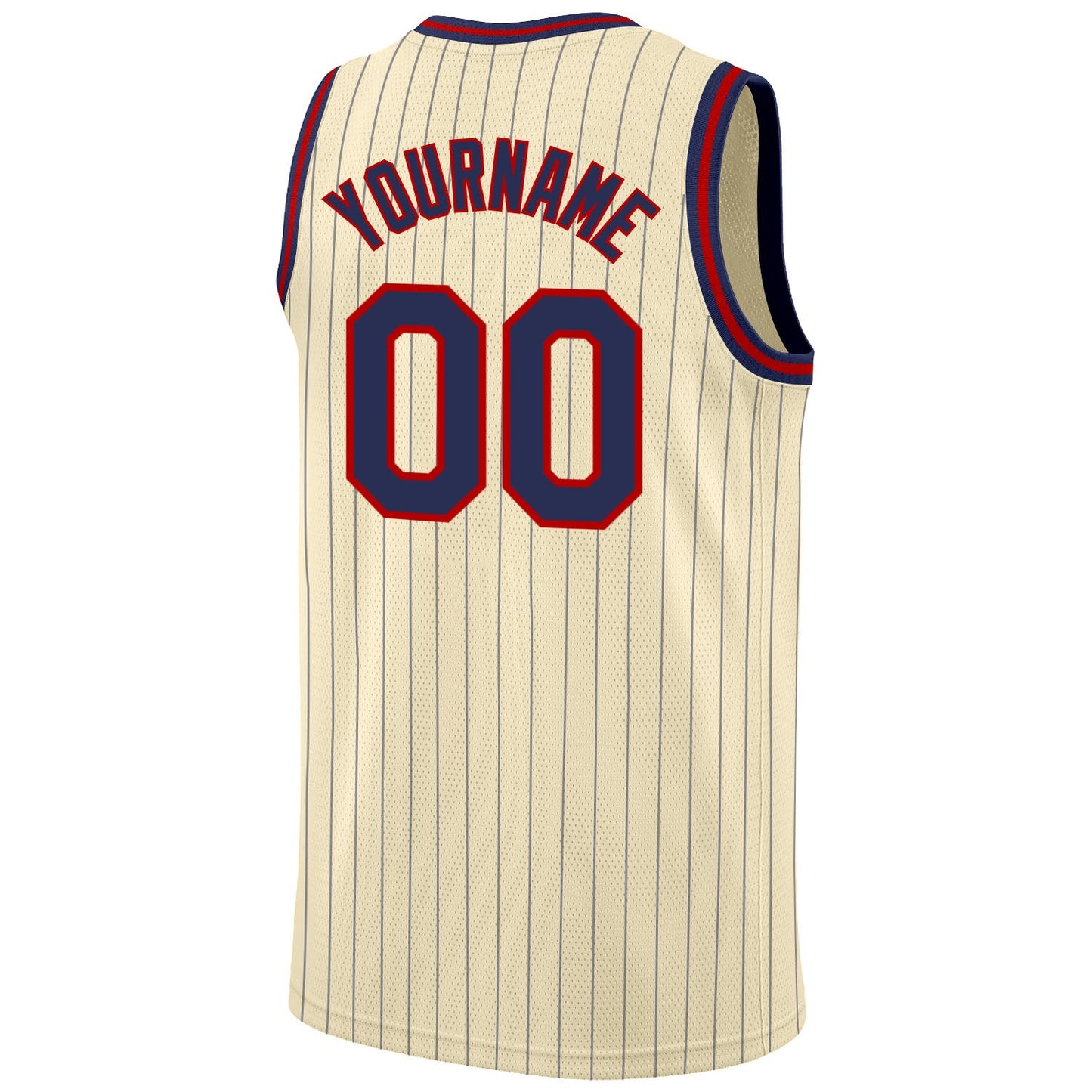 Custom Cream Navy Pinstripe Navy-Red Authentic Basketball Jersey - Sky-Custom