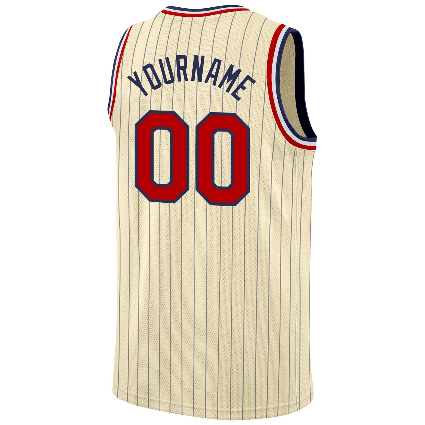 Custom Cream Navy Pinstripe Red-Black Authentic Basketball Jersey - Sky-Custom
