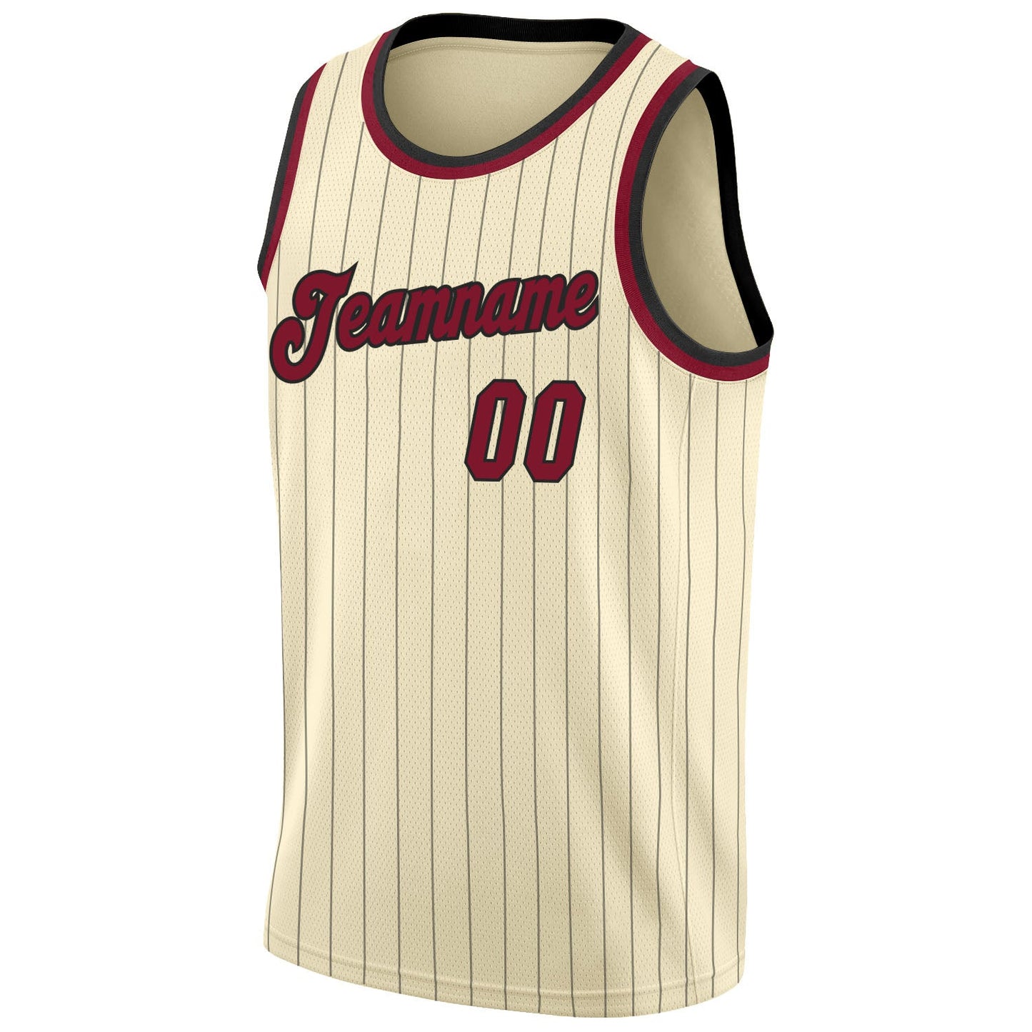 Custom Cream Black Pinstripe Maroon-Black Authentic Basketball Jersey - Sky-Custom